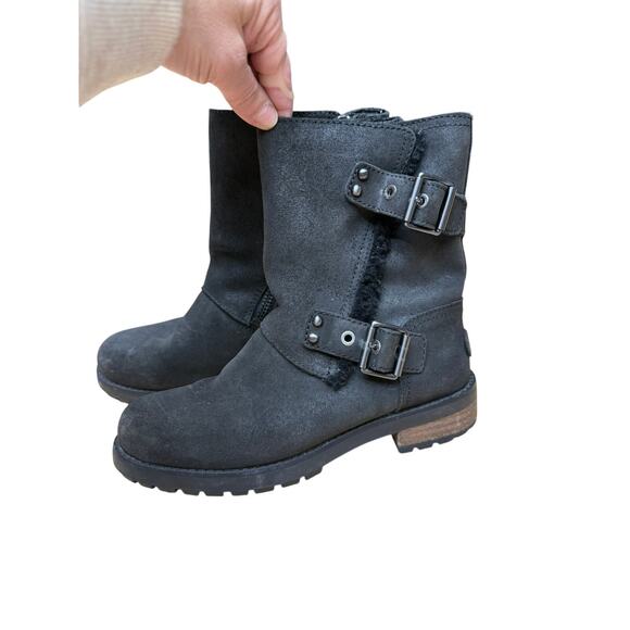 "UGG" Women's Calf Snow Boot SZ NO SIZE (7-7.5) MEASURE OF INSOLE Side Zip - Picture 5 of 14
